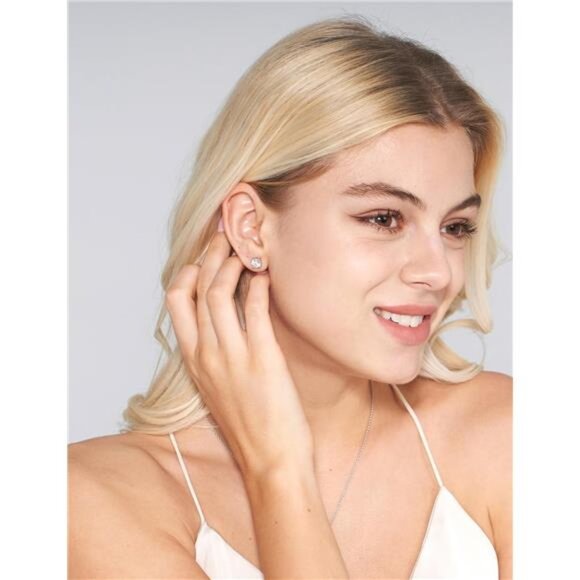 Moissanite Stud Earrings with 0.6ct-3ct D Color Round Cut Lab Created - Picture 12 of 14